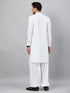 Men's White Cotton Blend Pathani Suit Set